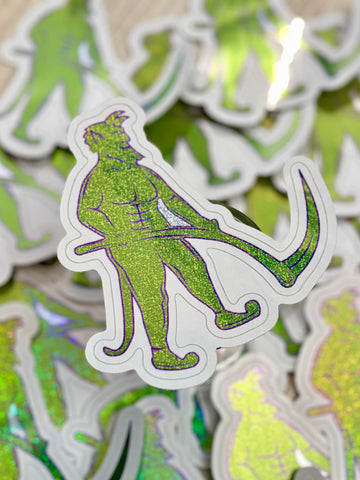 Green Devil Glitter Sticker