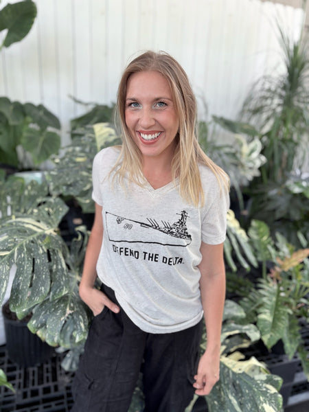 Defend the Delta® Women's Triblend Short Sleeve V-Neck