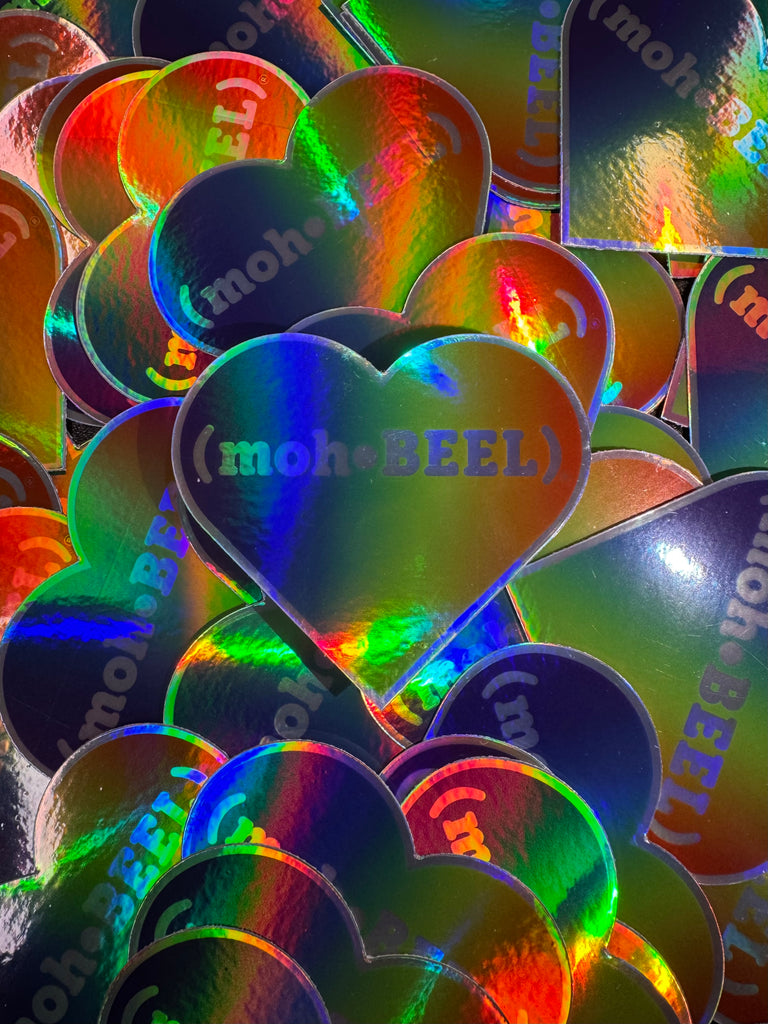 (moh-BEEL)® Heart Holographic Sticker - Rainbow