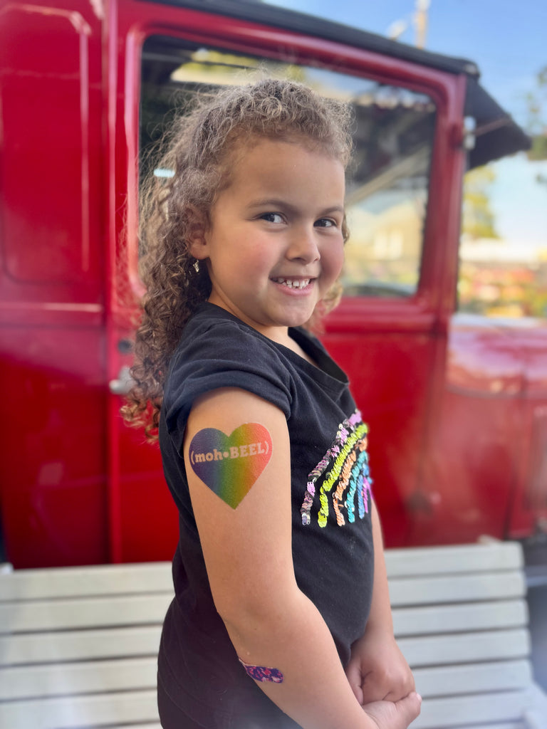 (moh-BEEL)® Heart Rainbow Tattoo