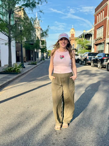 Azalea City Embroidered Cropped Tank