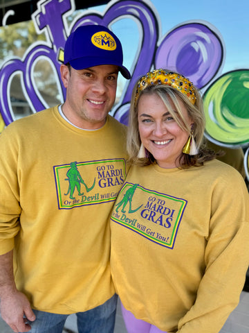 Go To Mardi Gras Sweatshirt - Heather Mustard